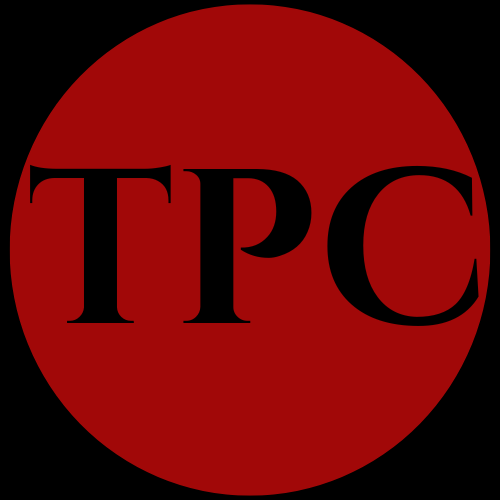 Red circle with initials TPC in a serif font